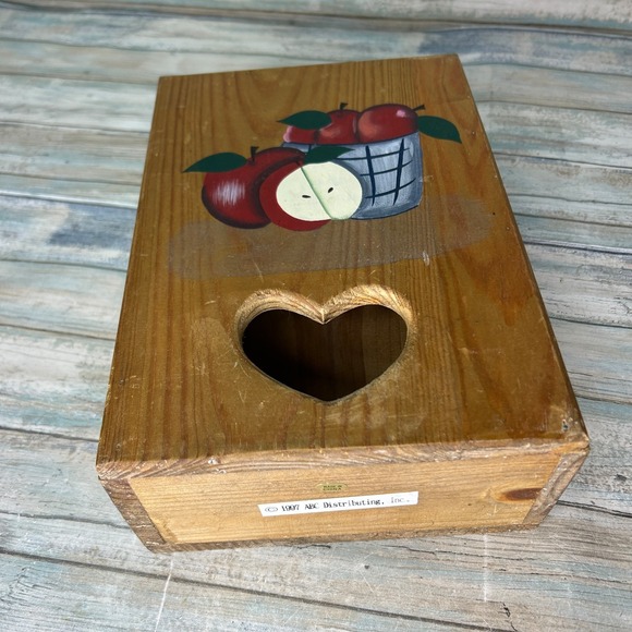 Wooden Heart Apple Box Plastic Bags Wall Decor 1997 ABC Distributing Inc Country - Picture 9 of 11